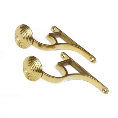 Small Brass Curtain Pole Holders - Beehive Ends